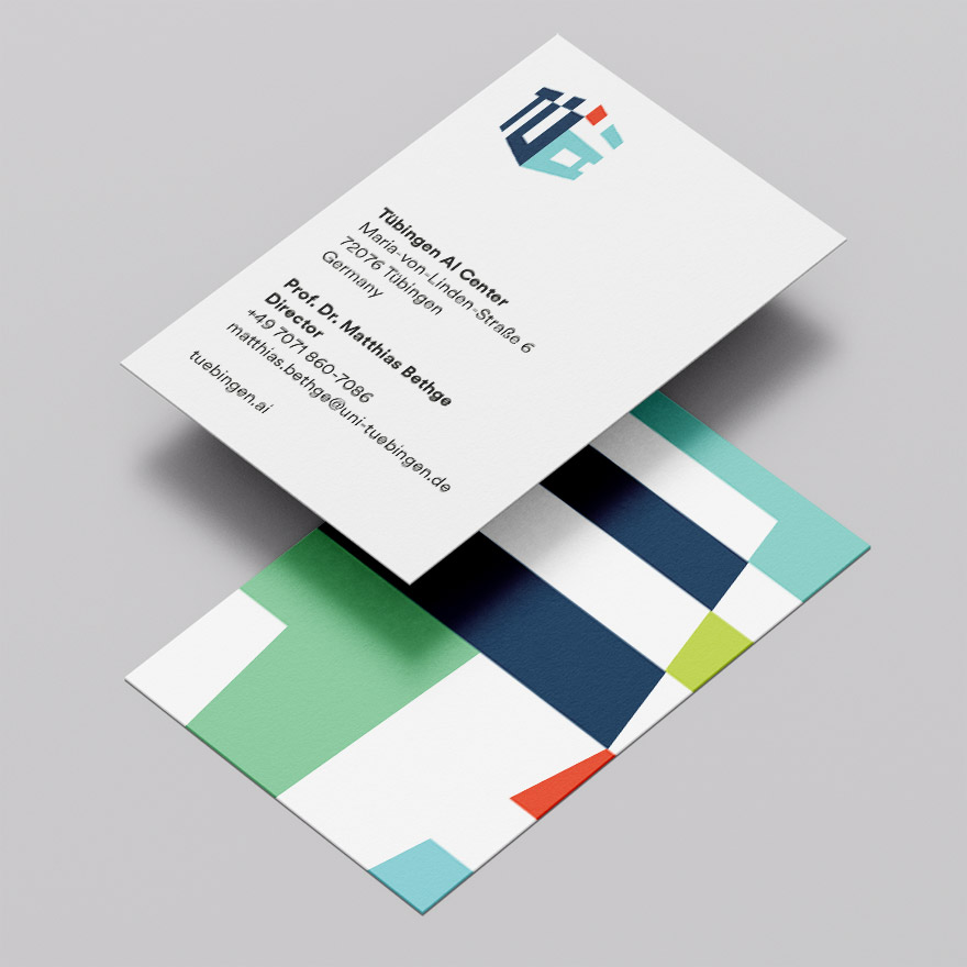 Tübingen AI Center business card with logo pattern